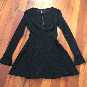 HP Free People Black Lace Fit & Flare Dress